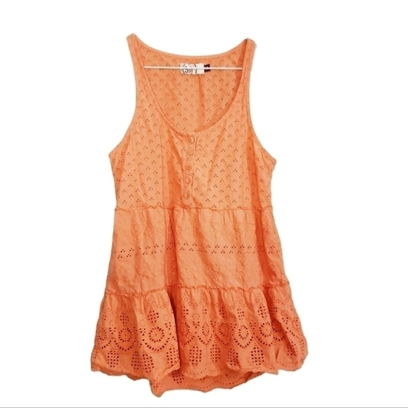 So Heritage Orange Boho Eyelet Tank Top - Picture 1 of 3